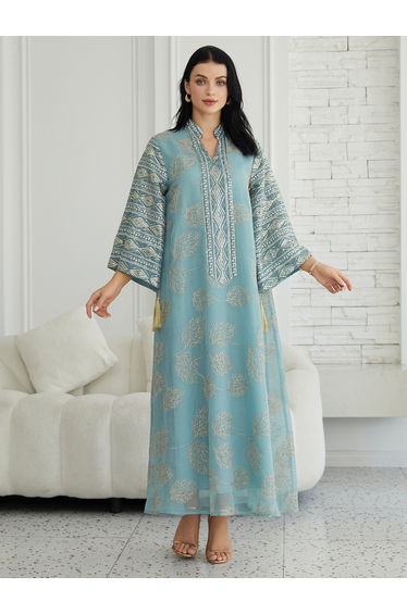 Women Textured Embellished Tasselled Sleeve Jalabiya