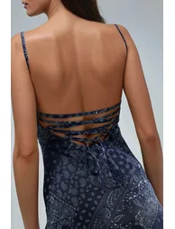 Square Collar Printed Midi Dress - 4