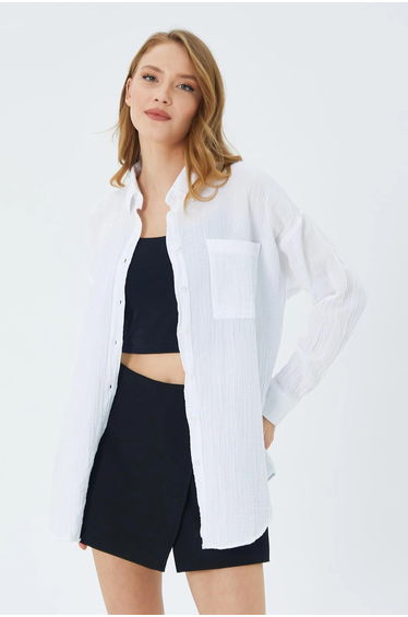 Mixray Oversize Shirt with Pocket Detail