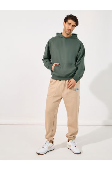 Back Slogan Print Terry Oversized Hoodie
