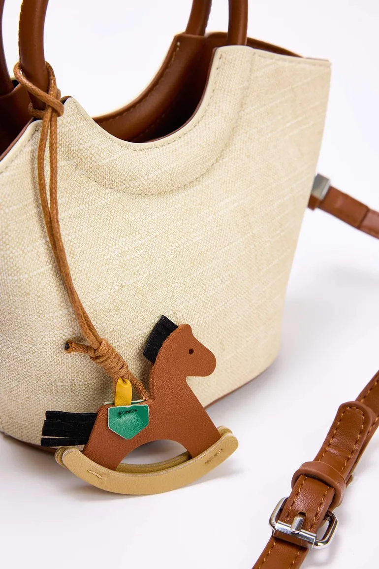 Teen Ecru Charm Detailed Women's Mini Shoulder Bag - 5