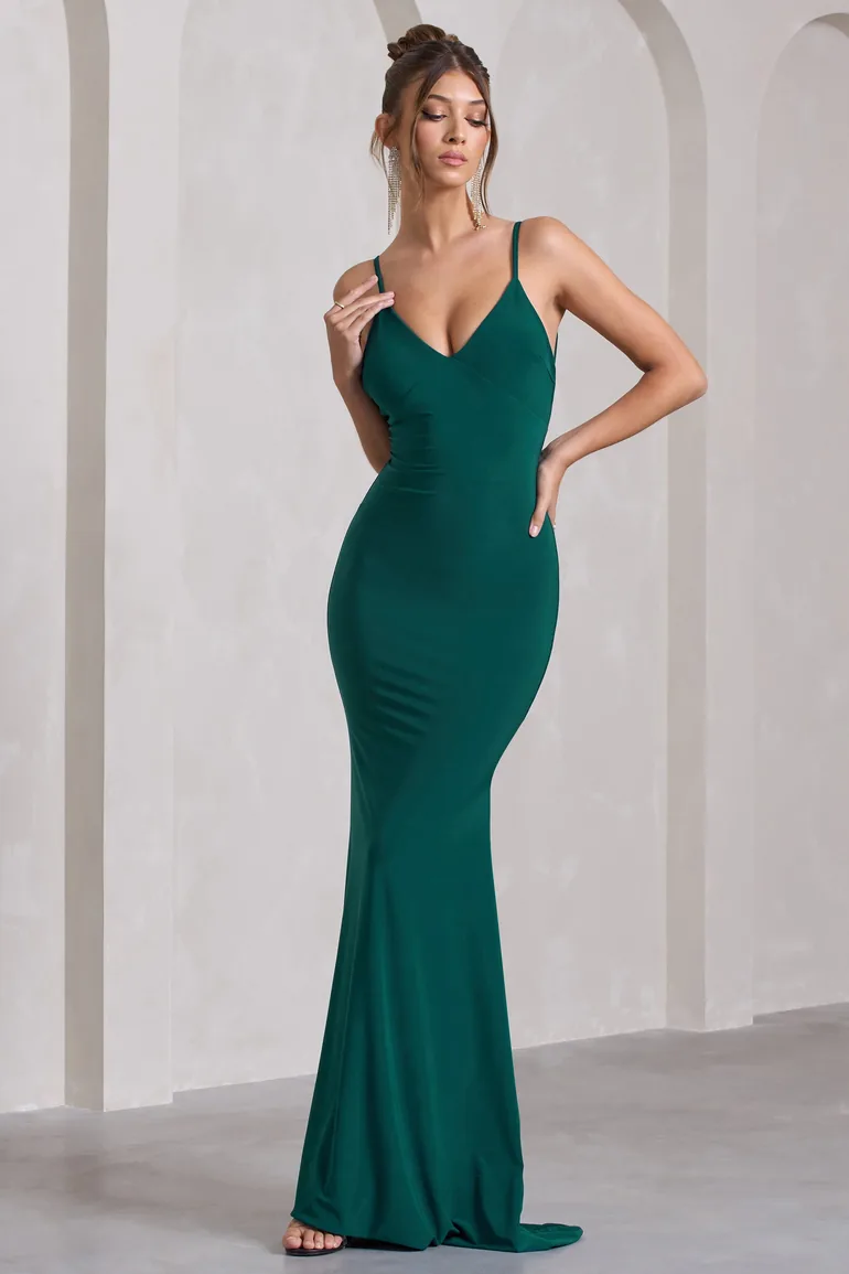 green fishtail maxi dress COSMINA Women's Elegant Chiffon Sage Green Deep V-Neck Ruffle Puff Sleeve Fishtail  Maxi Dress,Autumn Wedding Guest Bridesmaid Party Wedding Solid Color