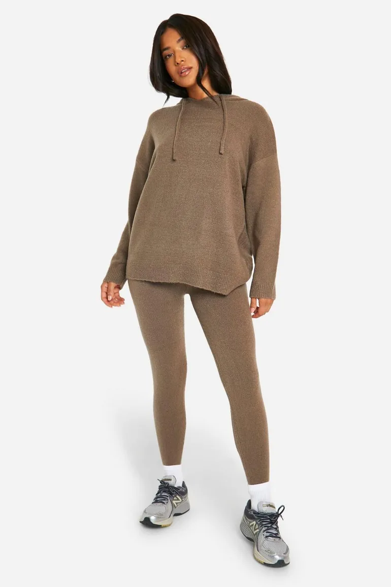 Petite Soft Knit Hoodie & Trouser Co-ord - 2