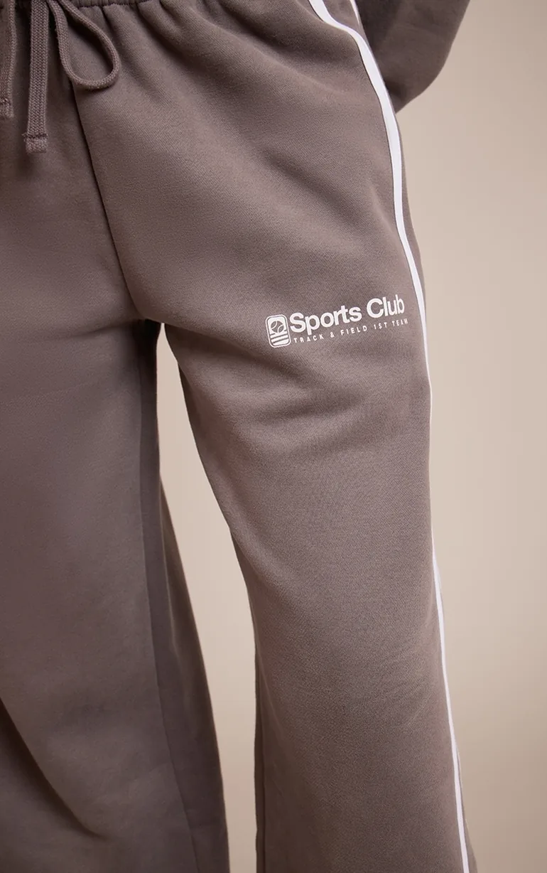 Tall Charcoal Sports Club Print Wide Leg Joggers - 3