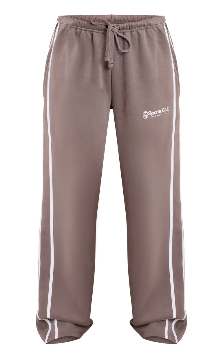 Tall Charcoal Sports Club Print Wide Leg Joggers - 4