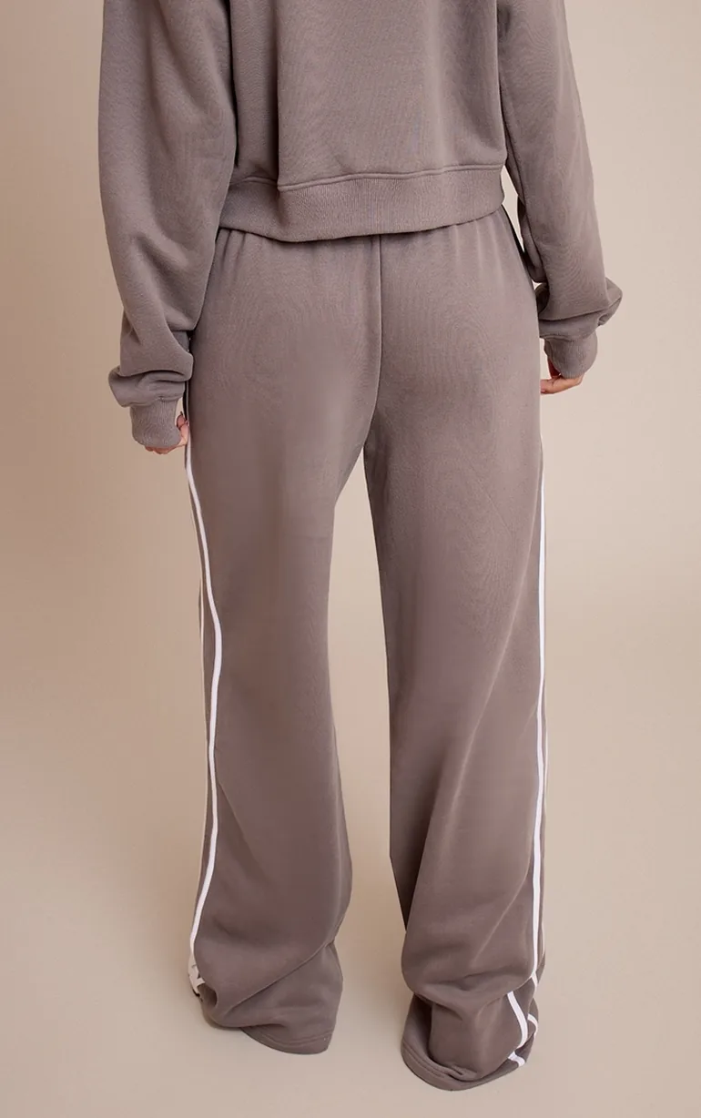 Tall Charcoal Sports Club Print Wide Leg Joggers - 2