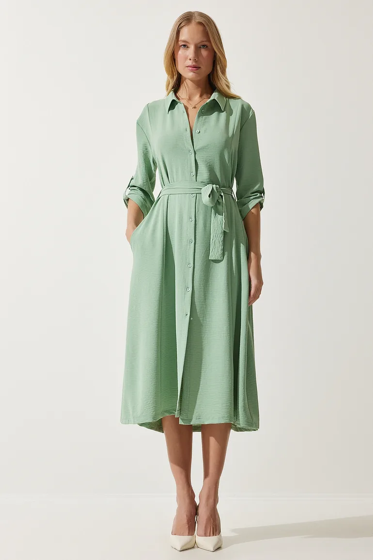 almond green dress gammeCOLLECTIVE: Green Almond Simple Dress