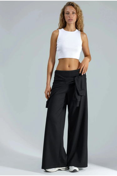 Modal Touch Folded Waist Palazzo Pants