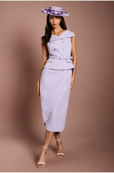 Lisa Tan Bow Detail Waistcoat Midi Dress