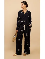 Genevra Black Embroidered Trousers Vicky Pattison EDIT