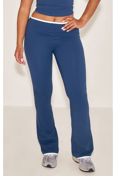 SHAPE NAVY SCULPT ACTIVE CONTRAST BINDING FLARE TROUSER