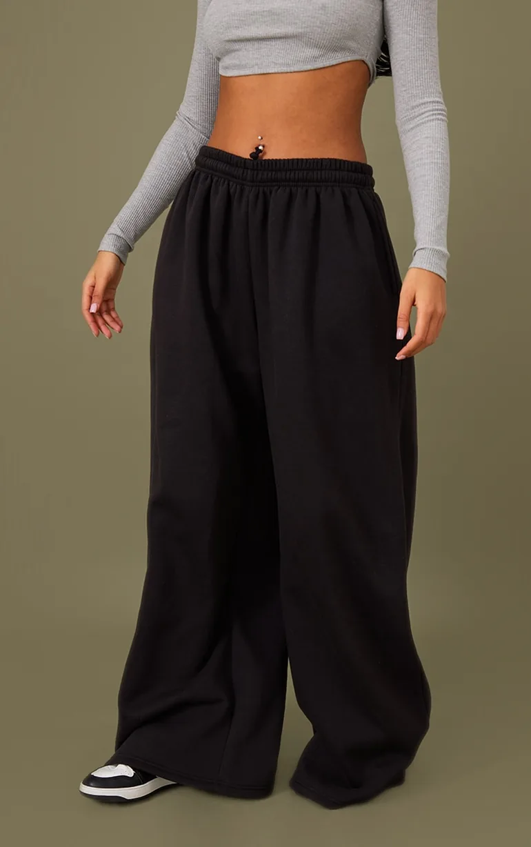 Tall Black Wide Leg Joggers - 1