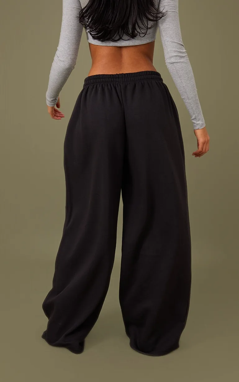 Tall Black Wide Leg Joggers - 2