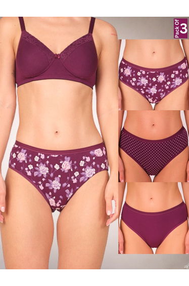 Pack of 3 - Women Floral Printed Brief