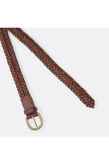 Braided Leather Belt with Metal Buckle