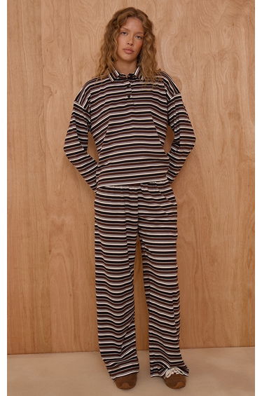 Black Stripe Super Soft Oversized Polo Top