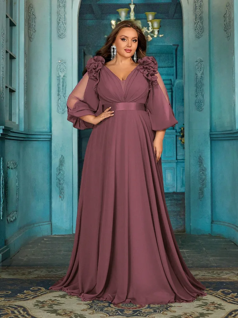 Simple Daily Spring Summer Women Formal Dress Elegant Plus Size Evening Gown - 5
