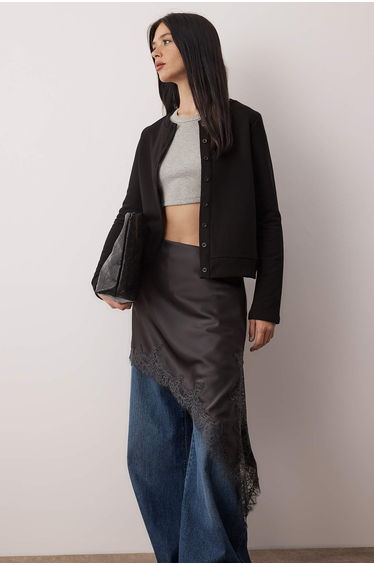 Black buttoned regular/normal fit knitted sweatshirt