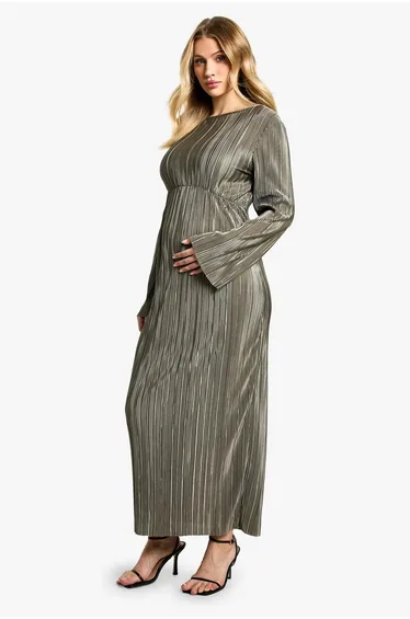 Maternity Plisse Batwing Midaxi Dress