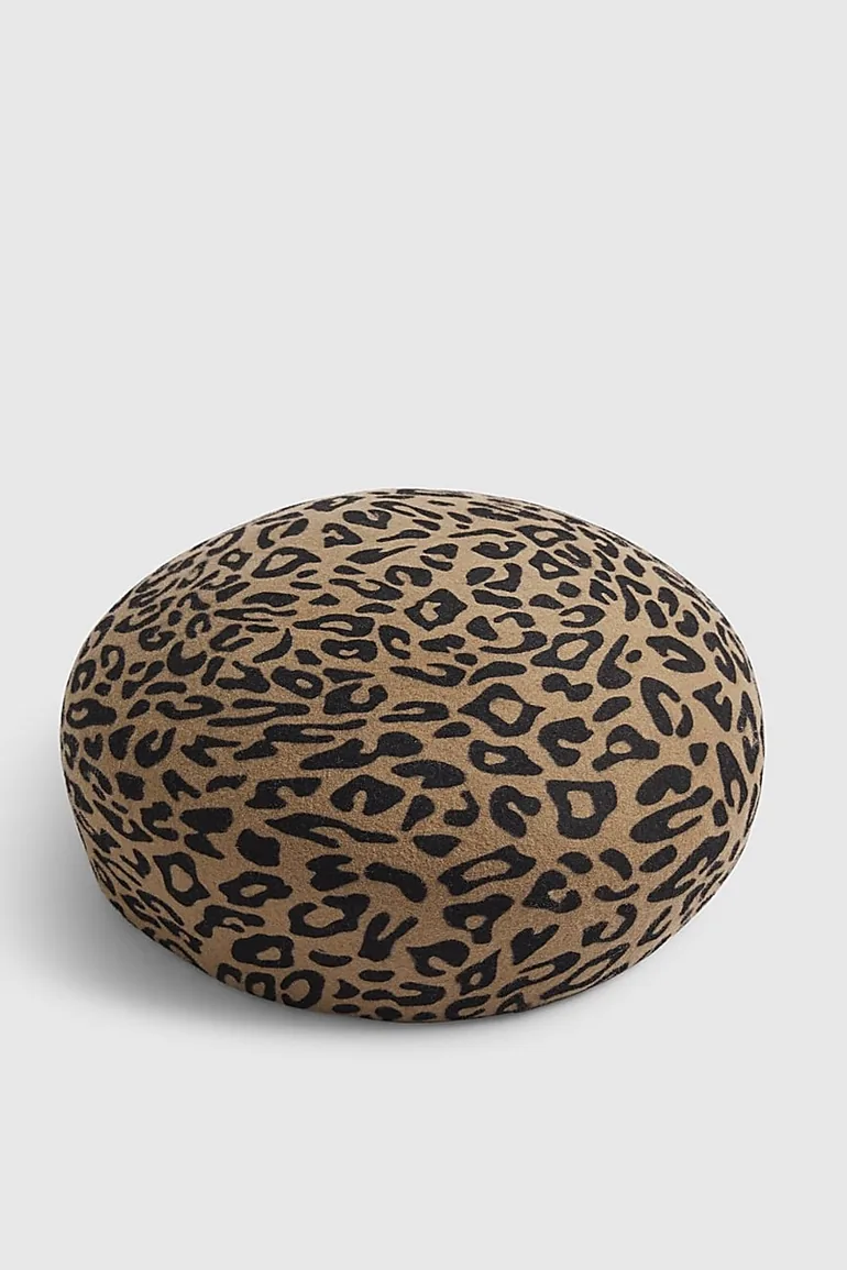 Brown Leopard Wool Felt Pill Box Hat - 1