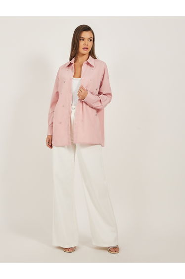 Embellished Longline Oversized Shirt