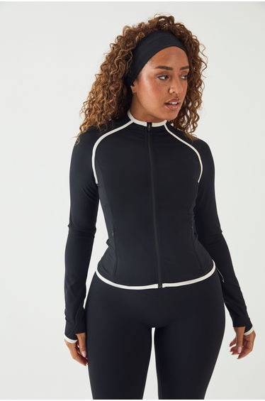 DSGN Studio Sculpt Contrast Zip Through Sports Jacket - black