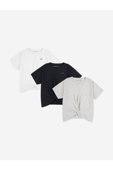 Abercrombie & Fitch Girls 3 Pack Tie Front T-Shirt Set in Multicolour