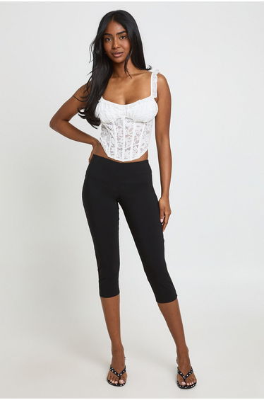 Lace Ruffle Corset Top - white