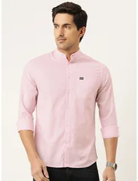 Men Pink Slim Fit Solid Shirt - 1
