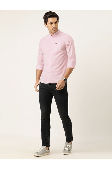 Men Pink Slim Fit Solid Shirt