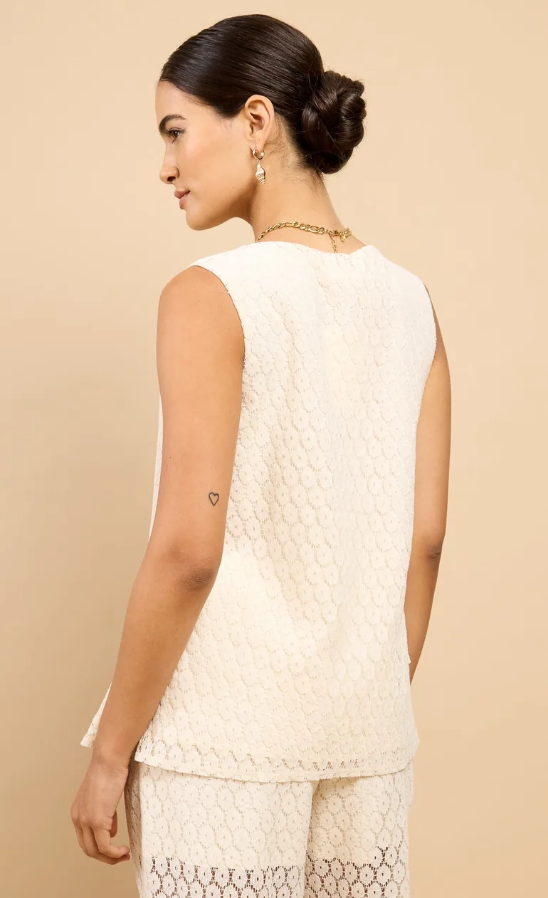 Dorothea Cream Lace Bow Detail Top - 2