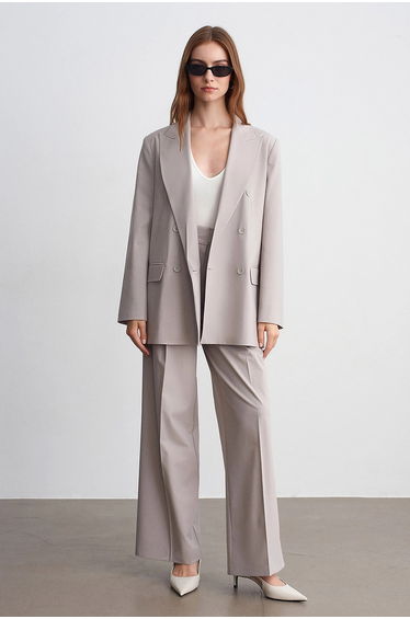 DILVIN Long Crepe Blazer With Shawl Collar