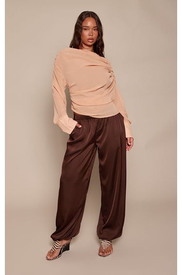 Peach Chiffon Drape Top