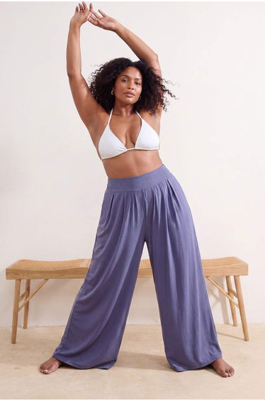 Indigo Wide Leg High Waist Beach Wear Plus Size Pants