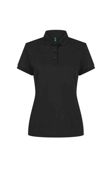Henbury Womens/Ladies Recycled Polyester Polo Shirt - Black