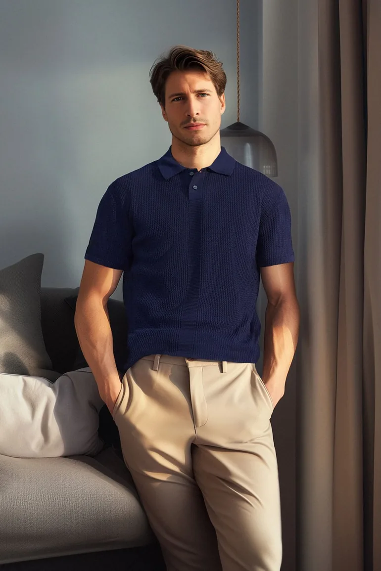 Polo T-shirt - Navy blue - Relaxed fit - 1