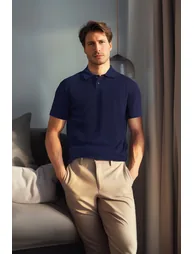 Polo T-shirt - Navy blue - Relaxed fit - 1