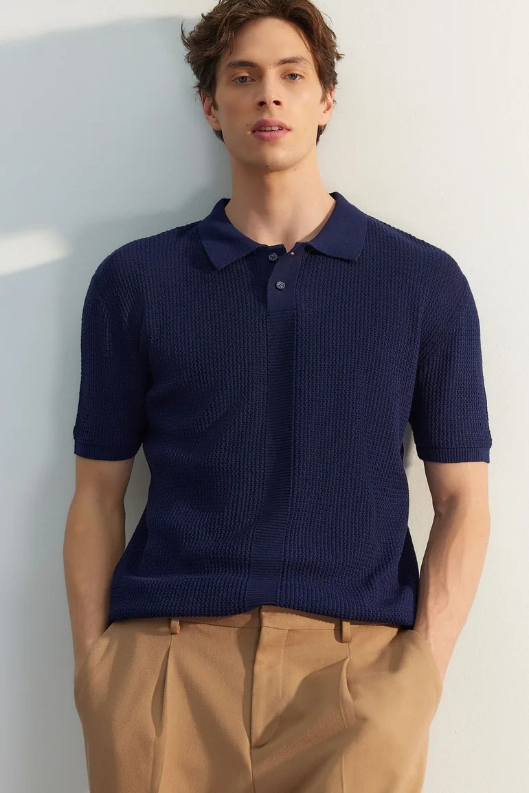 Polo T-shirt - Navy blue - Relaxed fit - 2
