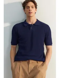 Polo T-shirt - Navy blue - Relaxed fit - 2