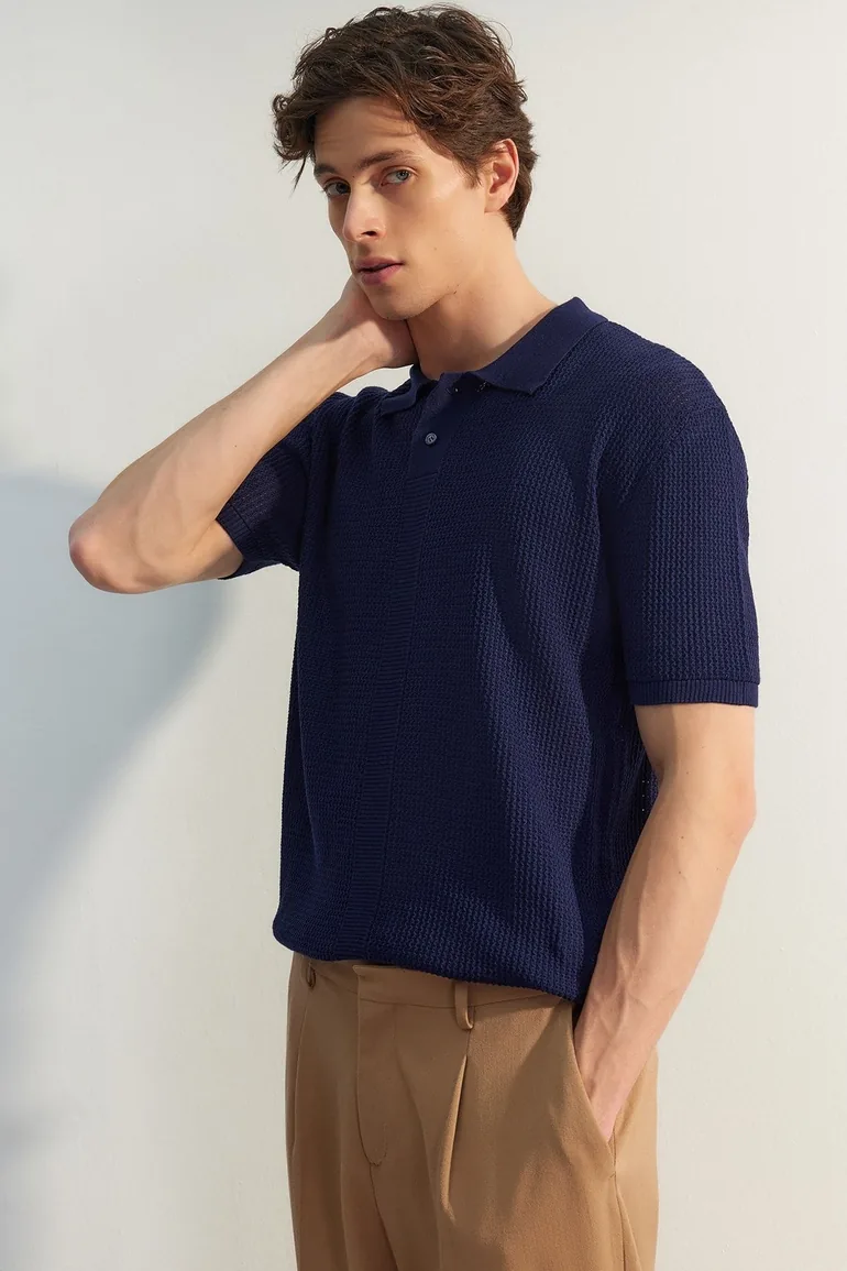 Polo T-shirt - Navy blue - Relaxed fit - 3
