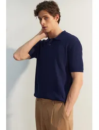 Polo T-shirt - Navy blue - Relaxed fit - 3