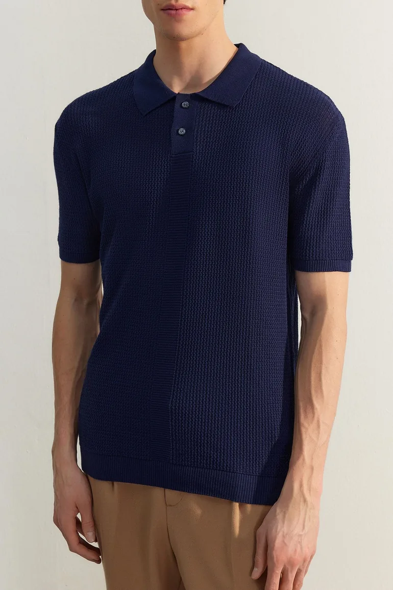 Polo T-shirt - Navy blue - Relaxed fit - 4
