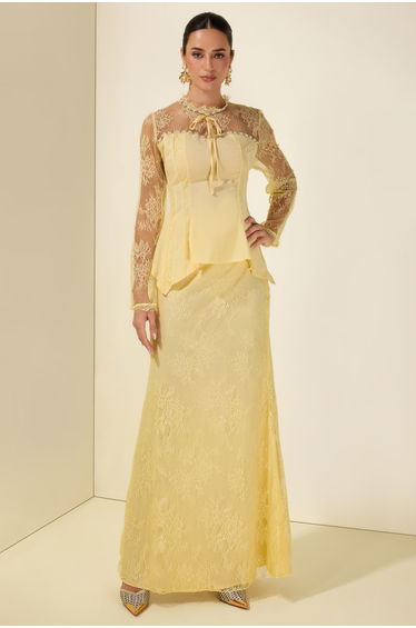 Lace Rhinestone Rivets Top & High Waist Midi Skirt Set