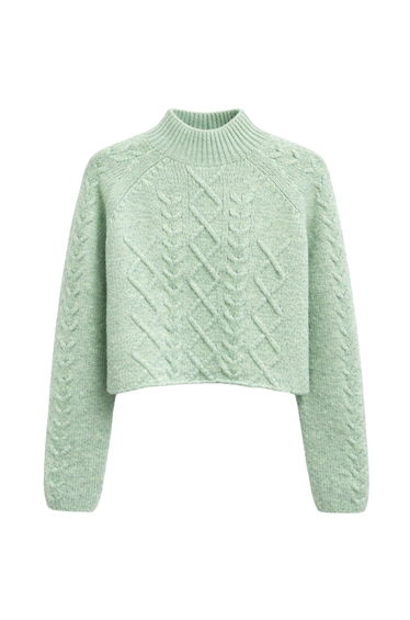 MIXRAY Argyle Pattern Ribbed Half Turtleneck Sweater