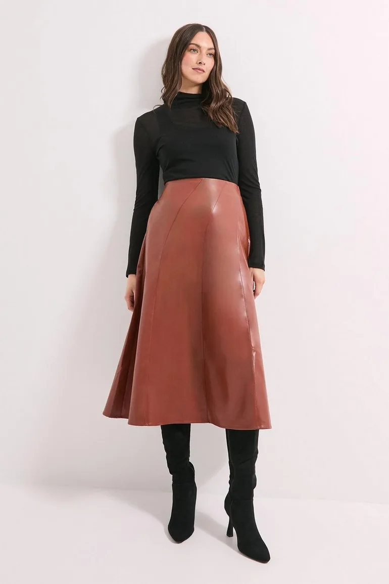 PU Seamed Circle Skirt - 3