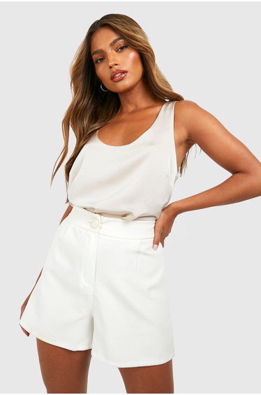 Basic Satin Scoop Neck Cami - oyster