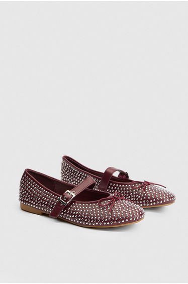 Faith: Livvy Faux Leather Studded Mary Jane Ballerinas