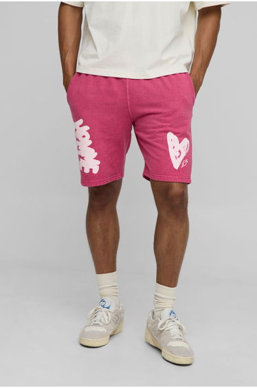 Regular Fit Homme Heart Graphic Washed Jersey Shorts