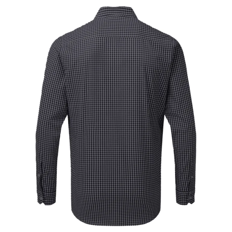 Premier Mens Maxton Check Long Sleeve Shirt - Steel/Black - 1