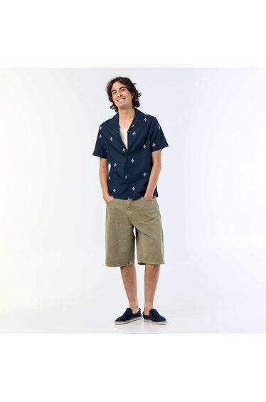Embroidered Short-Sleeved Shirt BLUE